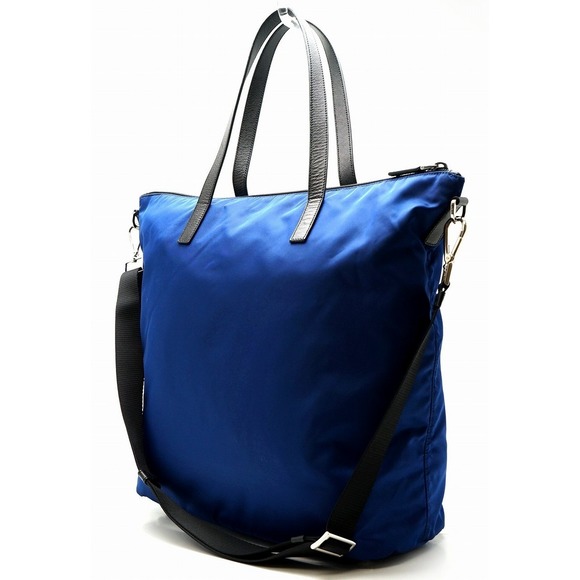 Prada Bag Leather Shoulder Tote Black Blue 2WAY - Picture 1 of 9